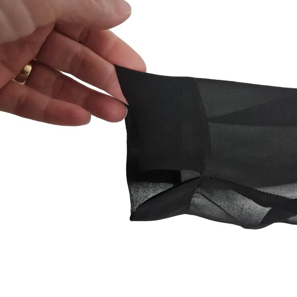 Talbots Womens Size 12 Black Sheath Midi Dress Sheer Sleeves Wool Blend Formal - Picture 6 of 8